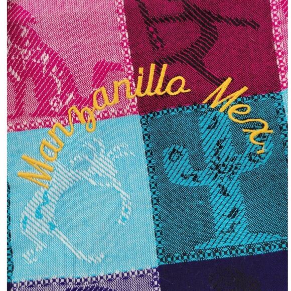 Manzanilla Mexico Tote Bag Colorful Zippered Tote Bright Fun Large Funky Tote - Picture 2 of 8